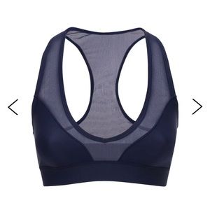 Adam Selman mesh v neck racer back bra NAVY